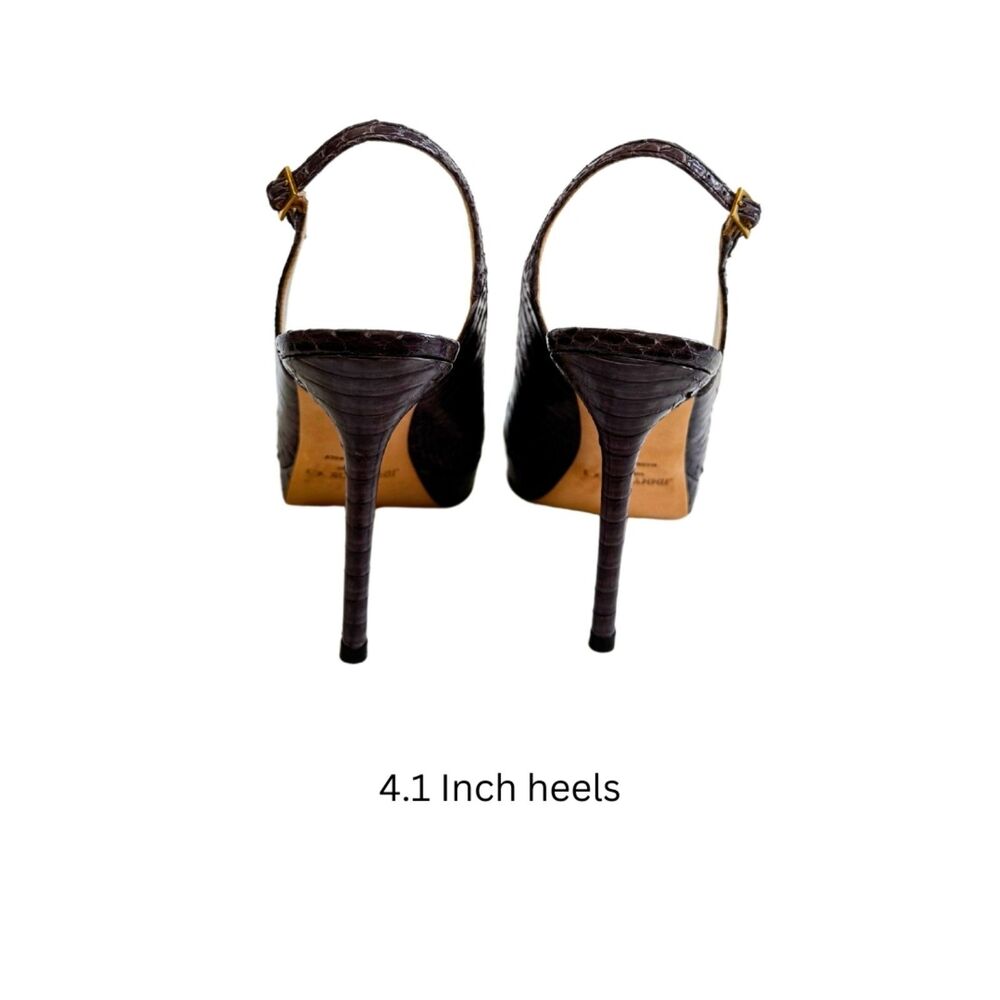 Jimmy Choo Purple-Brown Python Embossed Peep-Toe … - image 2